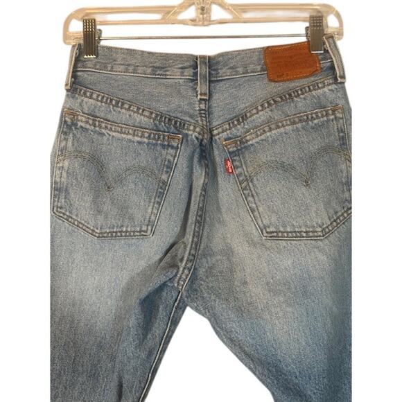 Levi's Light Blue Ripped Button Fly 501 S Skinny Denim Jeans Women Sz 26 - Picture 7 of 12